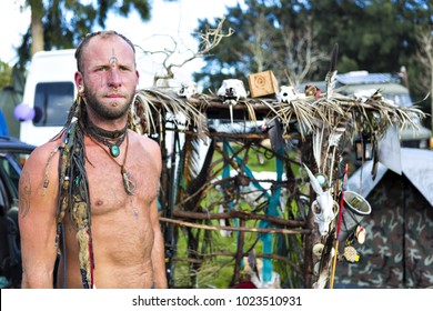 Barao De Sao Joao,  Algarve Province, Portugal - Jan 28, 2018: Hippy Man With Dreadlocks At The Flea Market, Aka Gypsy Market.