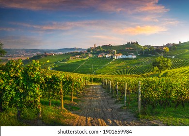Barbaresco village and Langhe vineyards, Unesco Site, Piedmont, Northern Italy Europe.