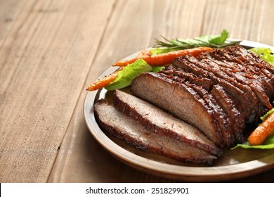 barbecue beef brisket with copy space