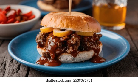 Barbecue Beef Sandwich ? Sloppy barbecue beef sandwich on a whole wheat bun. - Powered by Shutterstock