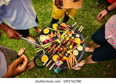 Barbecue dinner at a summer party