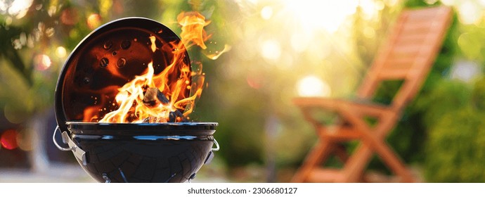 Barbecue grill with fire on open air - Powered by Shutterstock