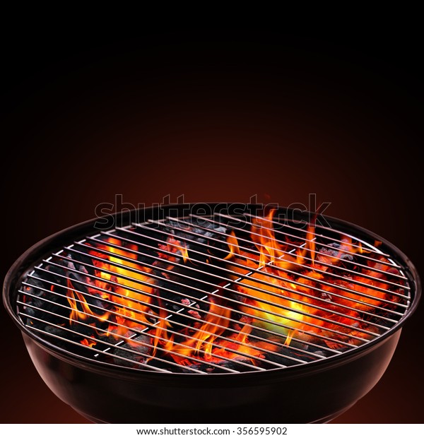 Barbecue Grill On Black Background Stock Photo (Edit Now) 356595902