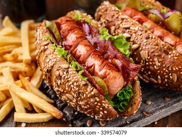 Barbecue grilled hot dog 