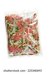 Barbecue Meat In Vacuum Marinade Bag