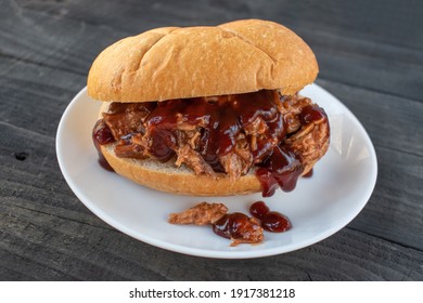 barbecue pork sandwich on plate