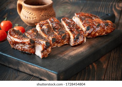 Barbecue Pork Spare Ribs Flat Lay