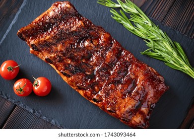 Barbecue Pork Spare Ribs Flat Lay