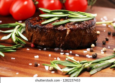 Barbecue Rib Eye Steak. Black Angus Prime Meat Steaks Machete, Striploin, Rib Eye, Tenderloin Fillet Mignon