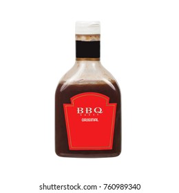 Barbecue Sauce Bottle On White Background.