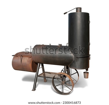 Barbecue smoker isolated in white back with shadow