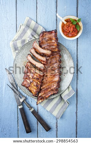 Barbecue Spare Ribs on Plate