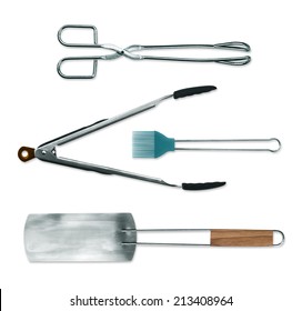 Barbecue tools set on white background isolated