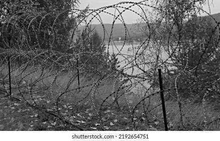 Barbed Wire Background In The Gulag Camp Repression