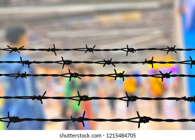 barbed wire and blurred background