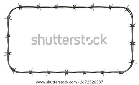 Barbed wire fence isolated – sharp metal security on white background