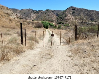 Barbed Wire Gate At Ranch - Ventura County, CA