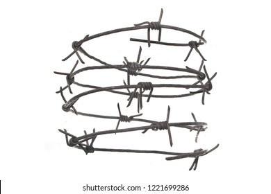 Barbed Wire Isolated On White Background