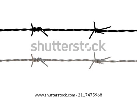 barbed wire isolated on white with clipping path                        