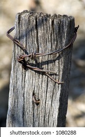 Barbed Wire and Old Post
