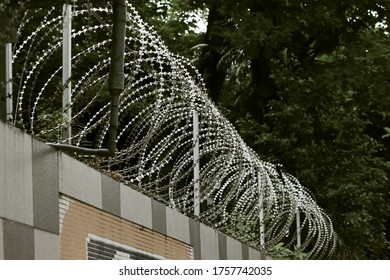 Barbed Wire On School Fence