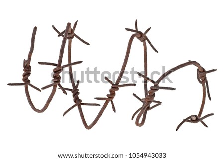 Barbed wire on a white background. Spiral form.