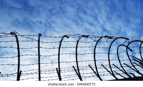 Barbed Wire With Sky, Pawiak Prison, Warsaw, Poland