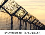 barbed wire steel wall against the immigations in europe