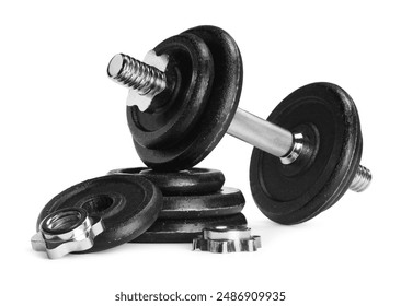 Barbell and parts of one isolated on white - Powered by Shutterstock