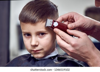 Barber Making Haircut Cute European Boy Stock Photo 1346519102 ...