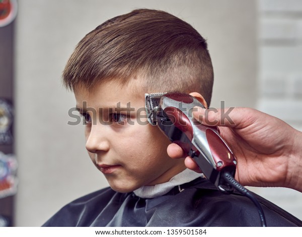 Barber Making Haircut Cute European Boy Stock Photo Edit
