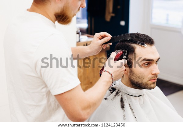 Barber Making Side Fade Short Haired Stock Photo Edit Now 1124123450