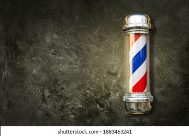 Barber Pole. Barbershop Pole On A Textured Background With Copy Space.