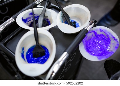 Barber Set Blue Hair Dye In A Bowl And Accessories Not Recognized