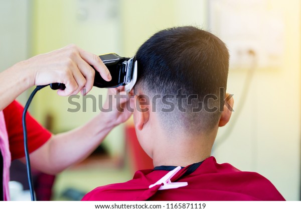 Barber Shop Hairdresser Makes Hairstyle Asian Stock Photo Edit