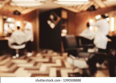 Barbershop. Blurred Background Hairdresser And Hair Salon, Barber Shop For Men
