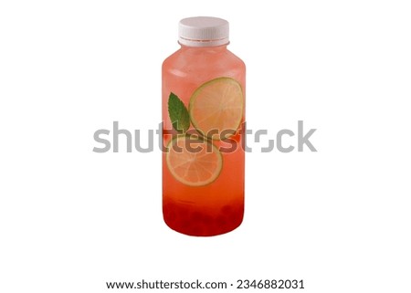 Barbie bubble ice lemonade with tapioca balls with juice, lime, mint on a white background