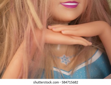 Barbie Doll Blonde Hair Close Up 