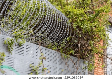 Barbwire to protect houses in a desolate city