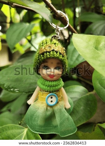 Barby doll small hanging green dress