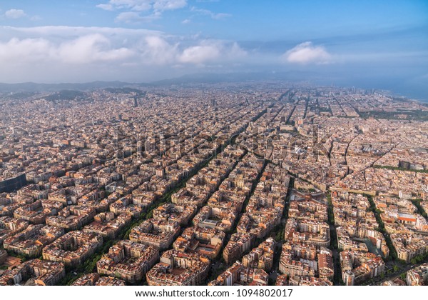 Barcelona Aerial Wide Angle View City Stock Photo (Edit Now) 1094802017