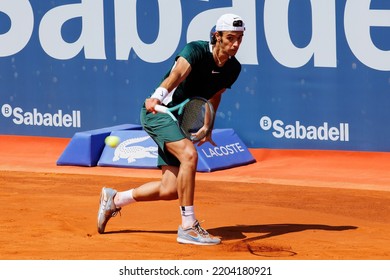 BARCELONA - APR 18: Lorenzo Musetti In Action During The Barcelona Open Banc Sabadell Tennis Tournament At Real Club De Tenis Barcelona On April 18, 2022 In Barcelona, Spain.