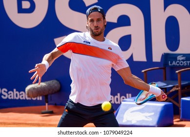 BARCELONA - APR 24: Feliciano Lopez Plays At The ATP Barcelona Open Banc Sabadell Conde De Godo Tournament On April 24, 2018 In Barcelona, Spain.