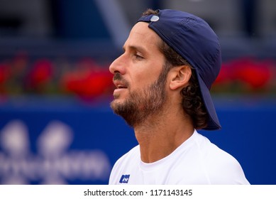 BARCELONA - APR 29: Feliciano Lopez Plays At The ATP Barcelona Open Banc Sabadell Conde De Godo Tournament On April 29, 2018 In Barcelona, Spain.