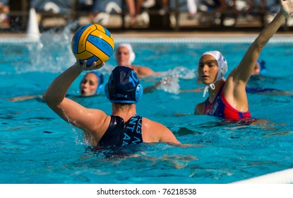 BARCELONA - APRIL 10: Unidentified Water Polo Players In Action During The Women Spanish League Match Between CN Mataro And Sant Andreu, Final Score 4 - 7. April 10, 2011 In Mataro (Spain).