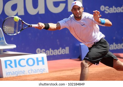 BARCELONA - APRIL, 26: Colombian Tennis Player Robert Farah In Action During His Match Against Rafael Nadal Of Barcelona Tennis Tournament Conde De Godo On April 26, 2012 In Barcelona