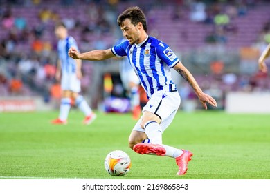 BARCELONA - AUG 15: David Silva Plays At The La Liga Match Between FC Barcelona And Real Sociedad De Futbol At The Camp Nou Stadium On August 15, 2021 In Barcelona, Spain.