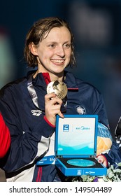 BARCELONA - AUGUST  3: Katie Ledecky ( USA)  In  Barcelona FINA World Swimming Championships On August 3, 2013 In Barcelona, Spain