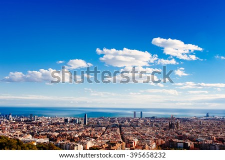 Barcelona, a bird view over city. Catalonia, Spain.