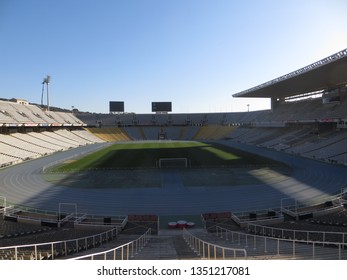 Barcelona / Catalonia / Spain - February 22, 2019: Lluís Companys Olympic Stadium In Barcelona.